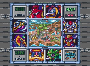 Mega Man X - Select Stage screen