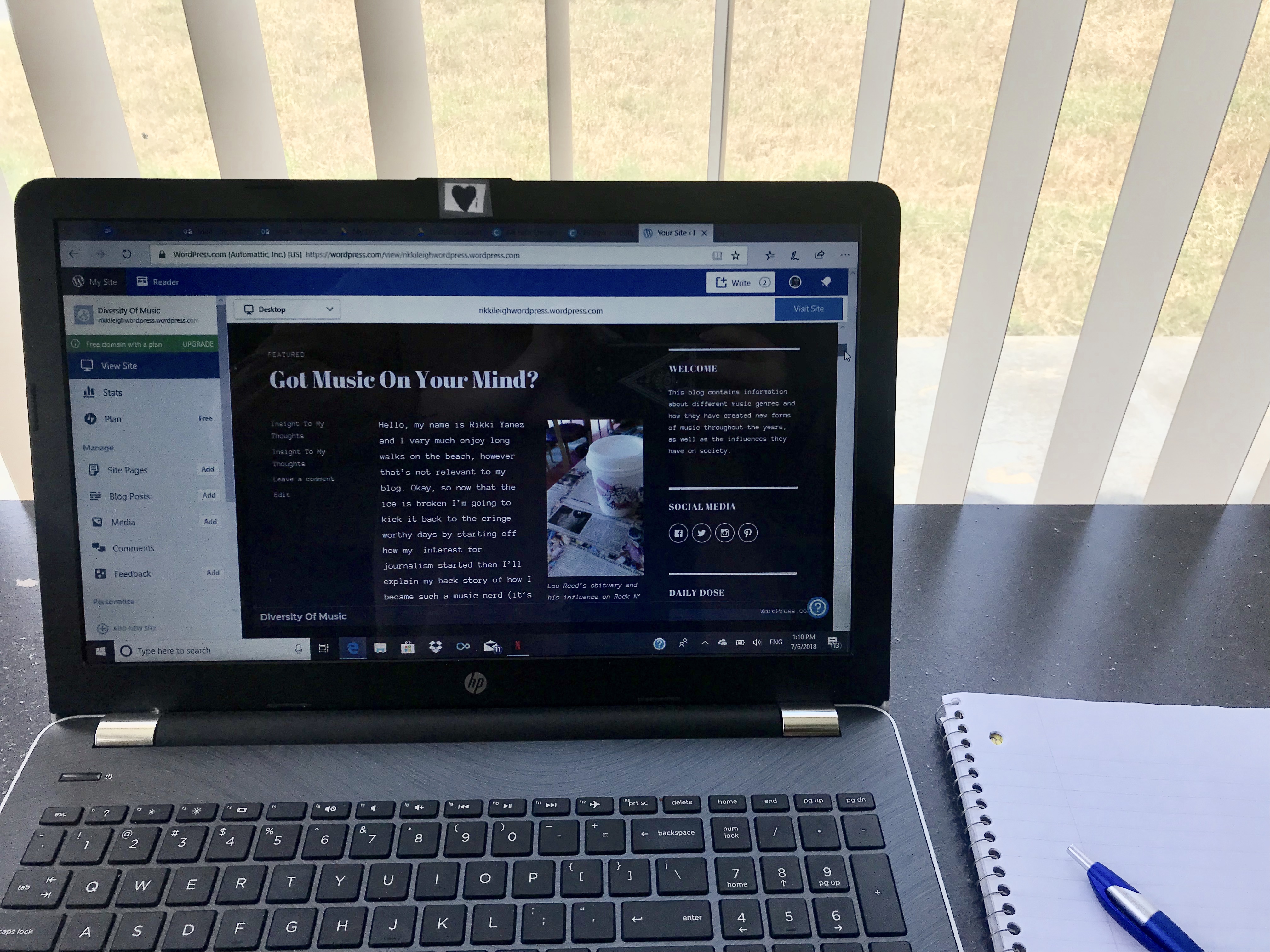 Blogging on a laptop