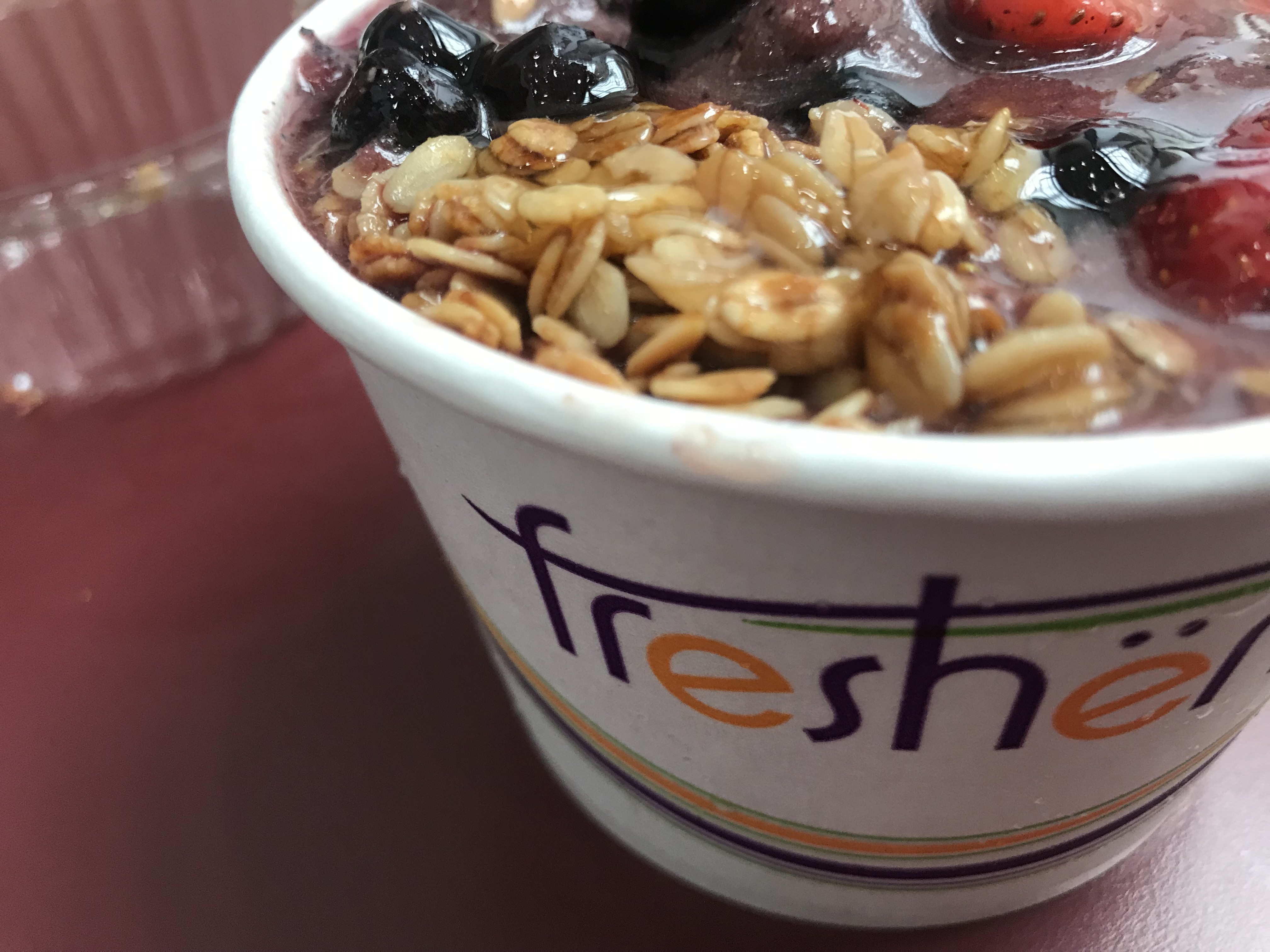 A yogurt bowl with fruit and oats from Freshens.