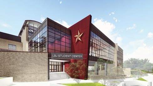 The LBJ Student Center rendering of the future South Entrance of the facility.