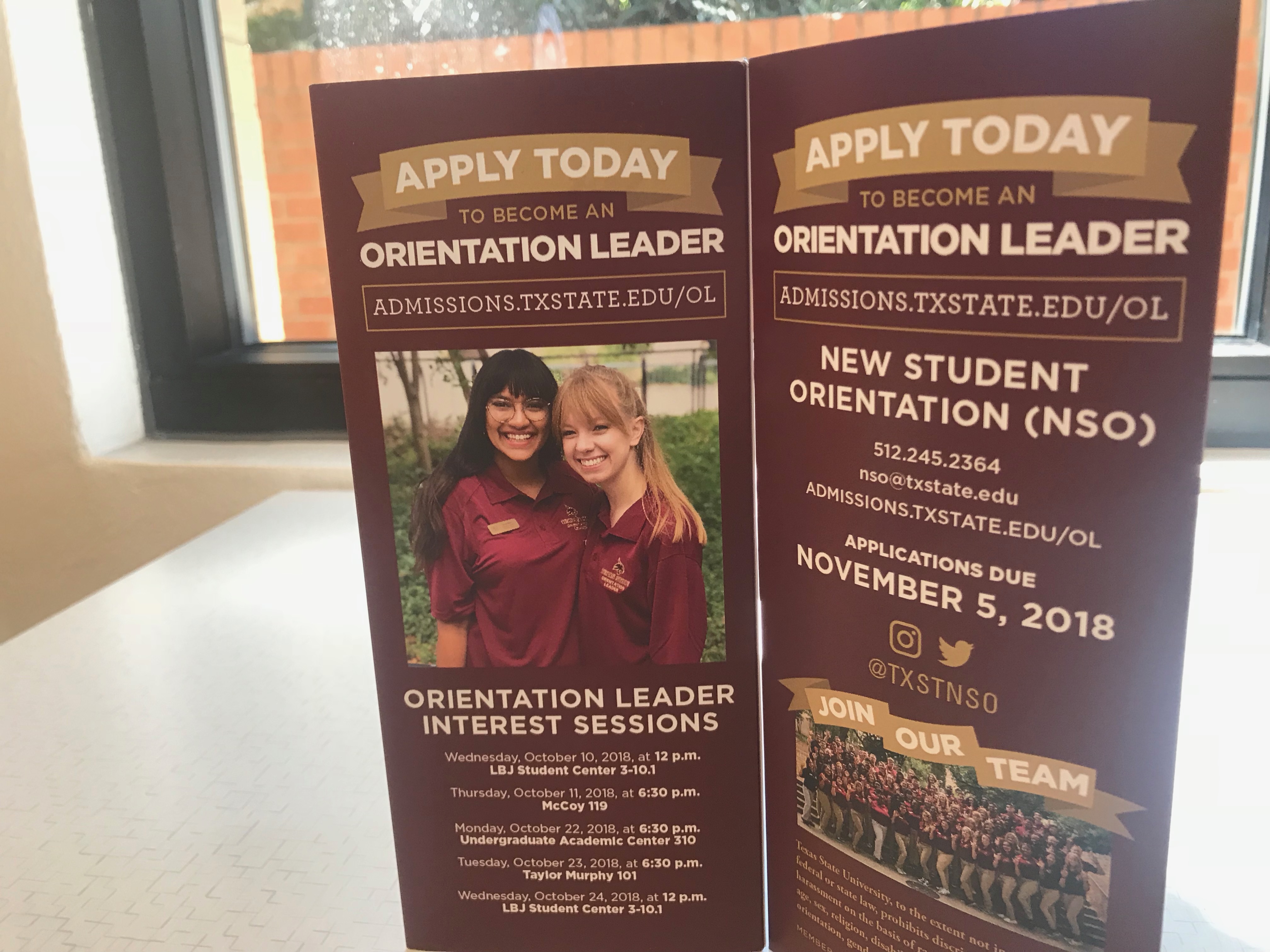 an orientation brochure that says apply today