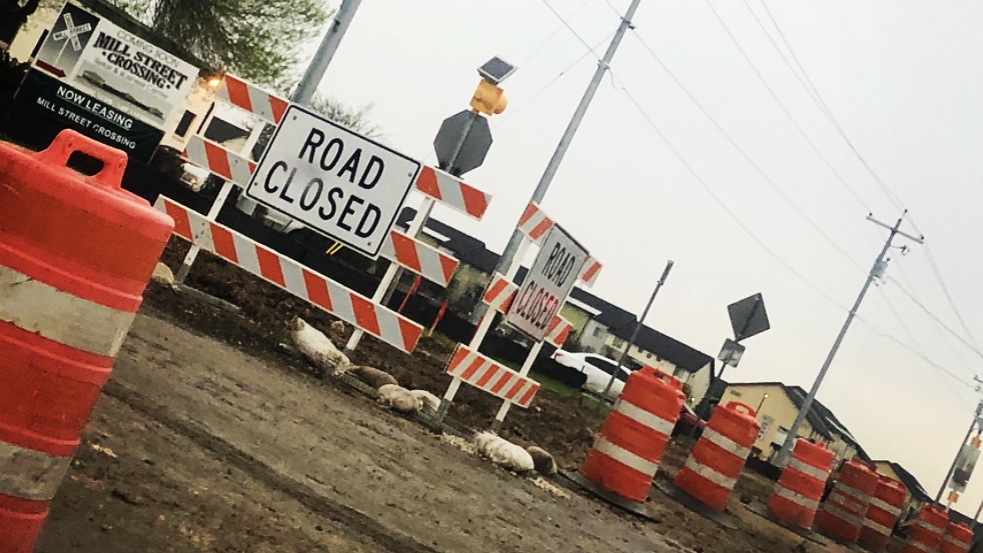 Mill Street construction causes lane closures along part of route.
