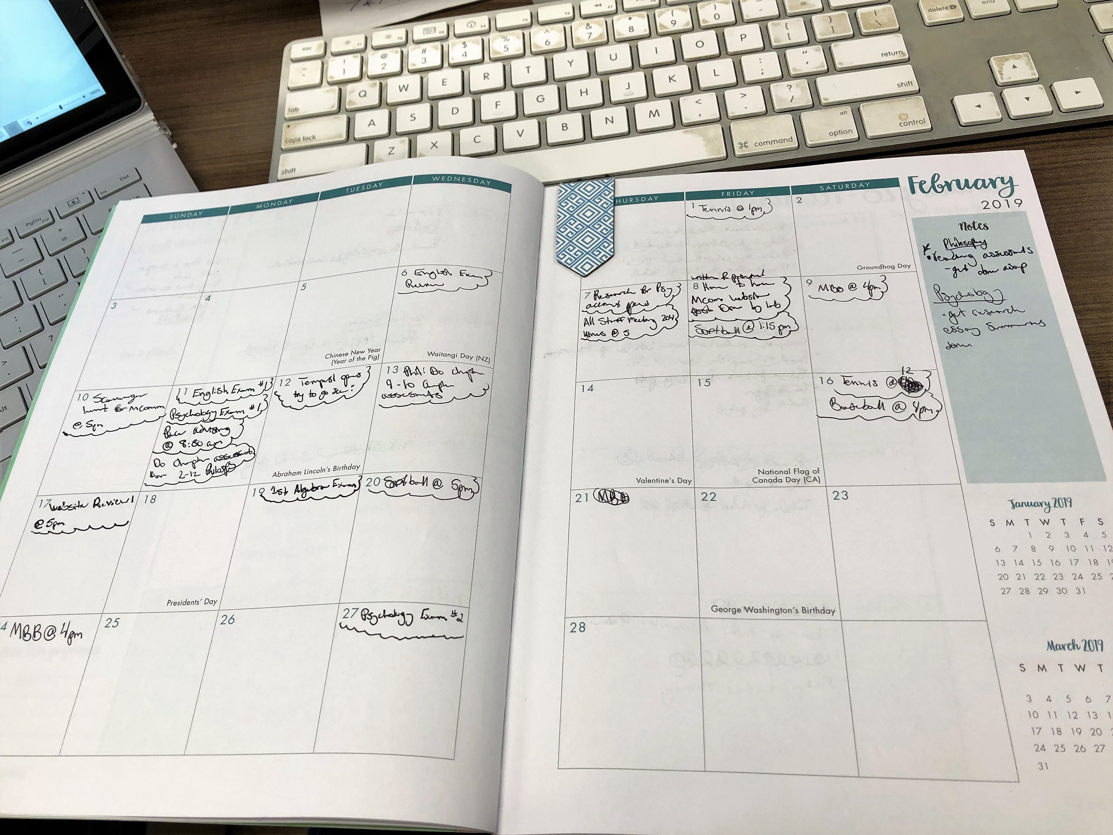 monthly calendar layout with due dates filled in for the month