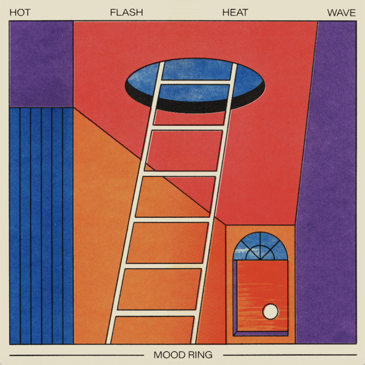 The album cover is colorful, minimalistic picture of a ladder leading up to an open hole in the ceiling