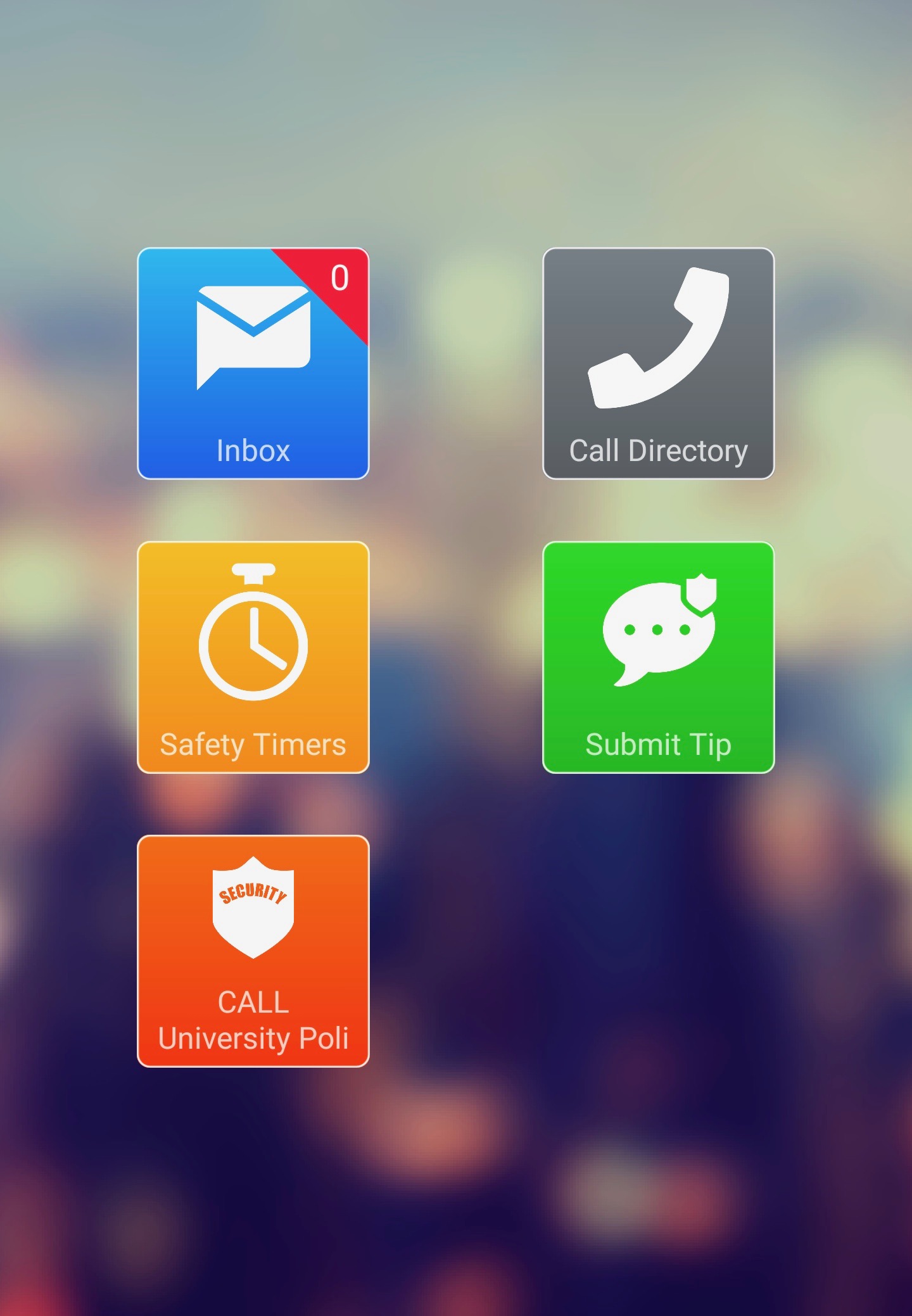 An app with a mixed arrangement of blue, grey, yellow, green and red icons on the screen for easy access.