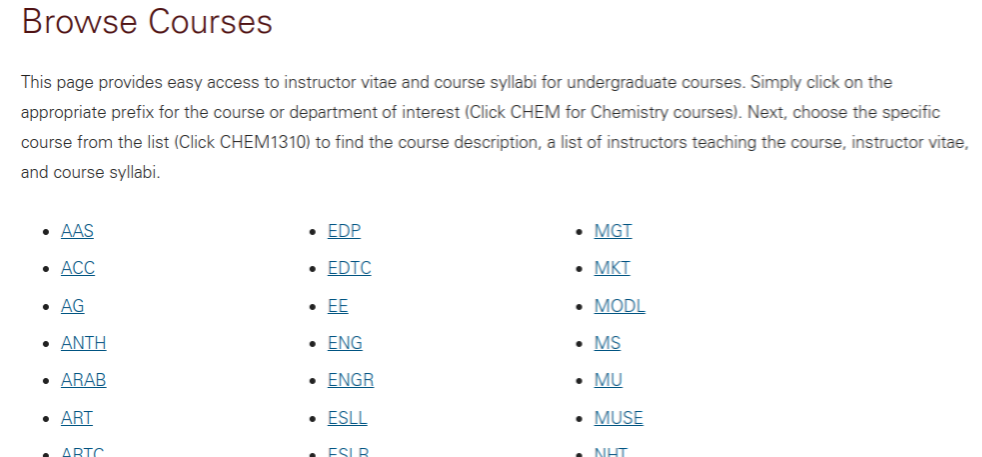 Courses offered at Texas State available to browse through on the HB2504 website