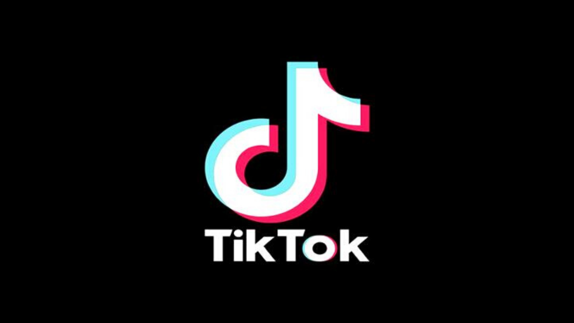 The logo for the app, TikTok. It is a black background with a colorful music note.