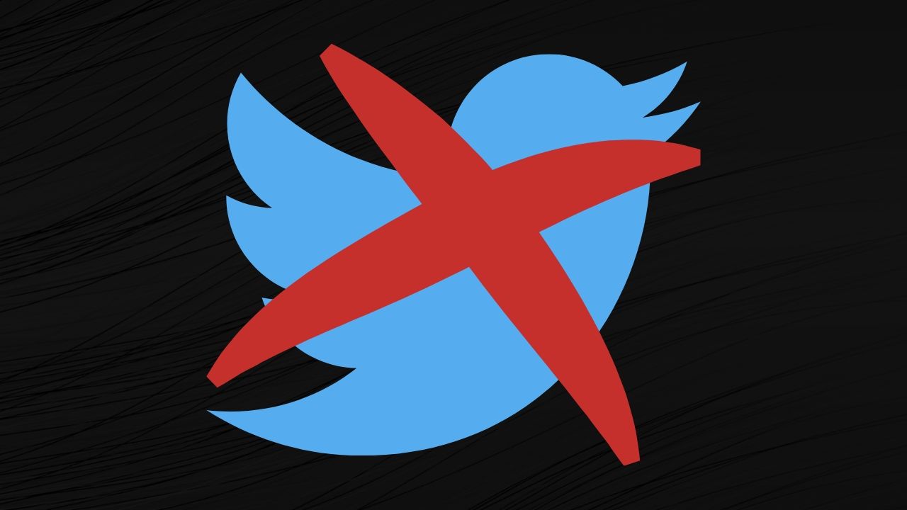 Twitter logo with an “X” over it