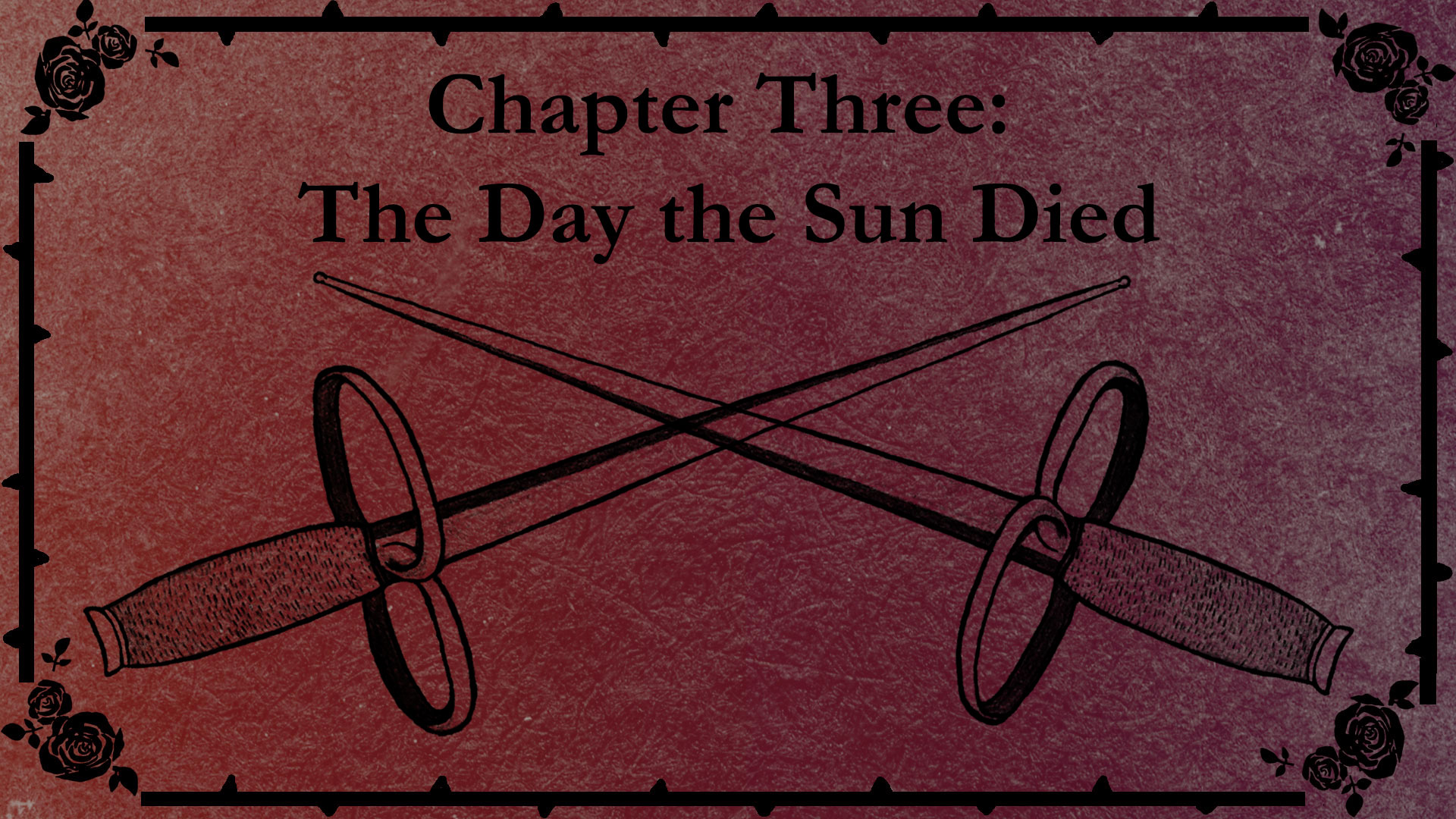 Chapter Three title slate with a drawing of Harold’s fencing foils.