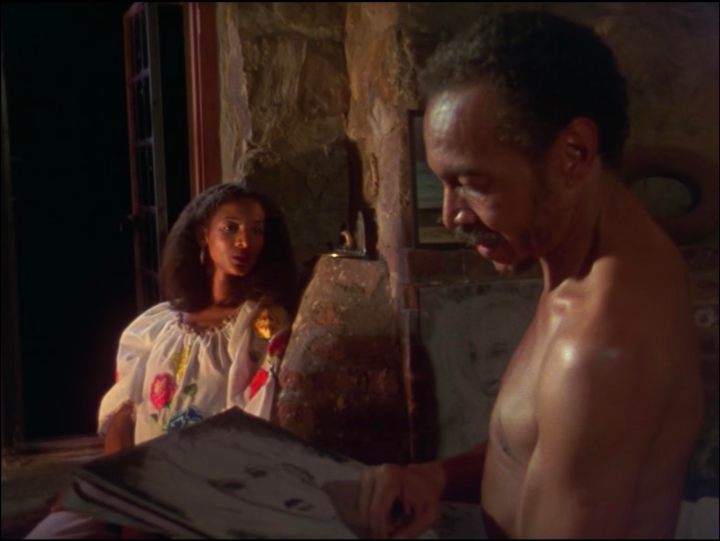 screenshot from Losing Ground depicting Victor (played by Bill Gunn) and Sara (played by Seret Scott)