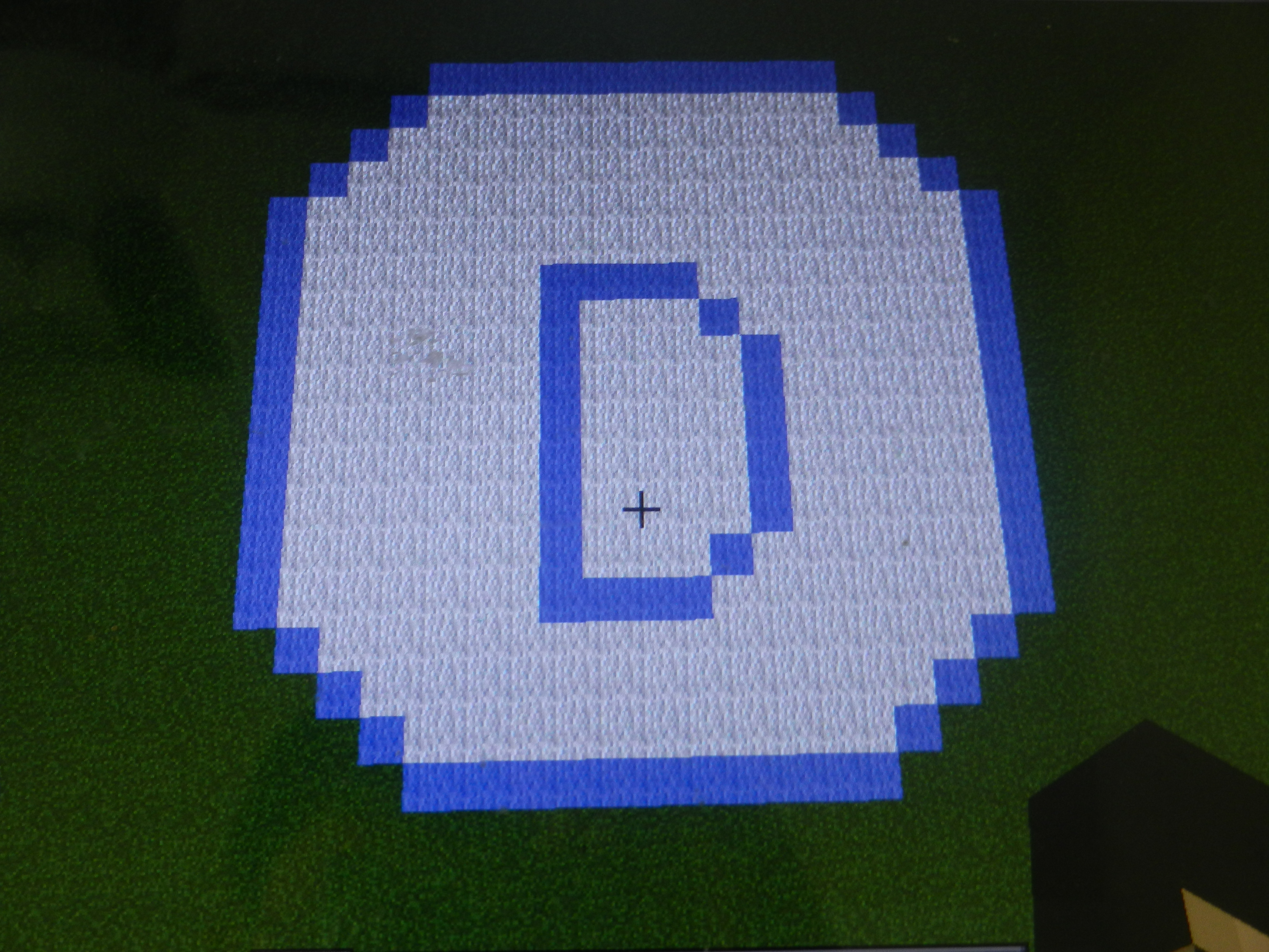 A logo of the Democratic Party built on a Minecraft server.