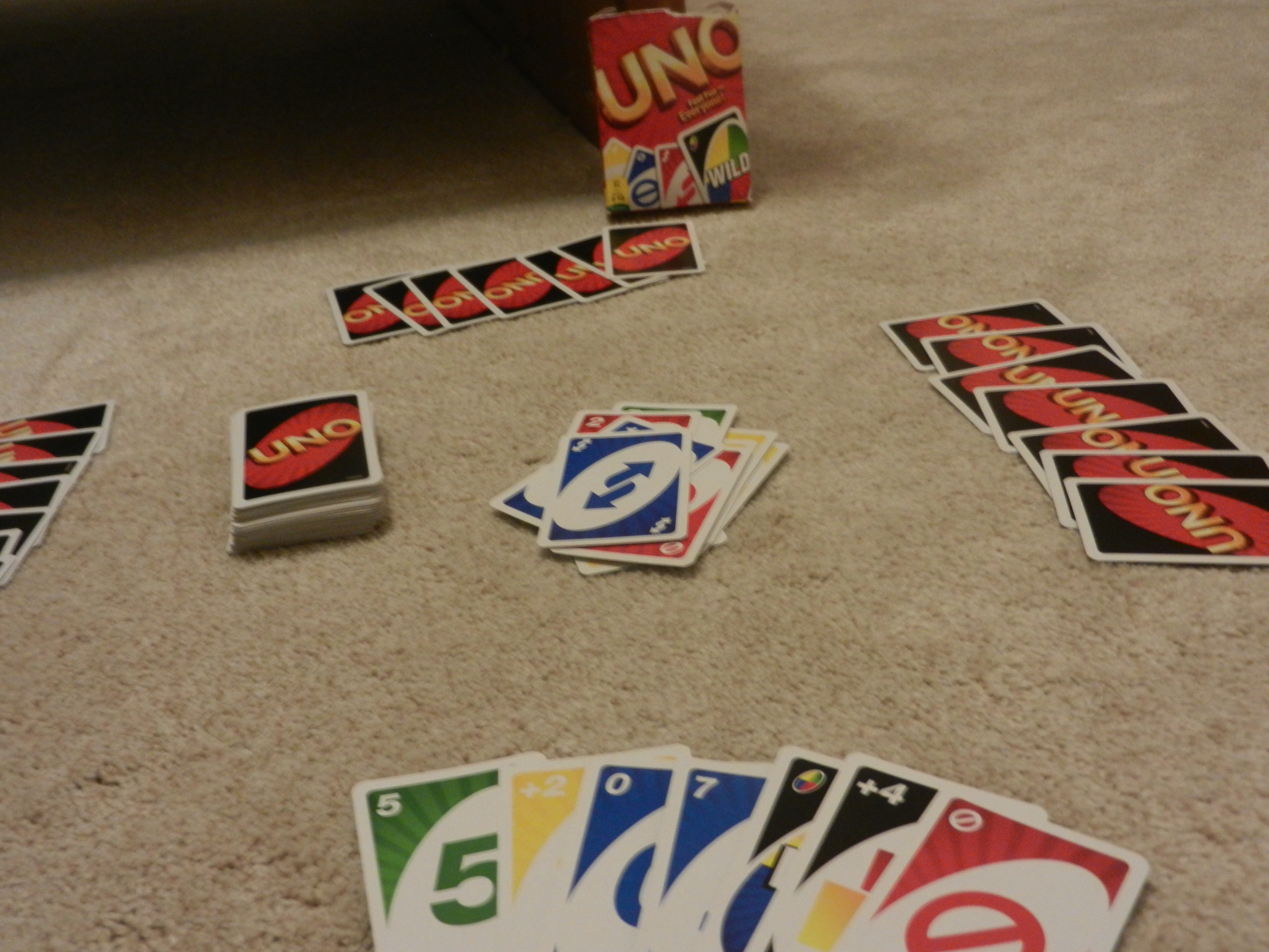 Uno game layout spread out ready to play.