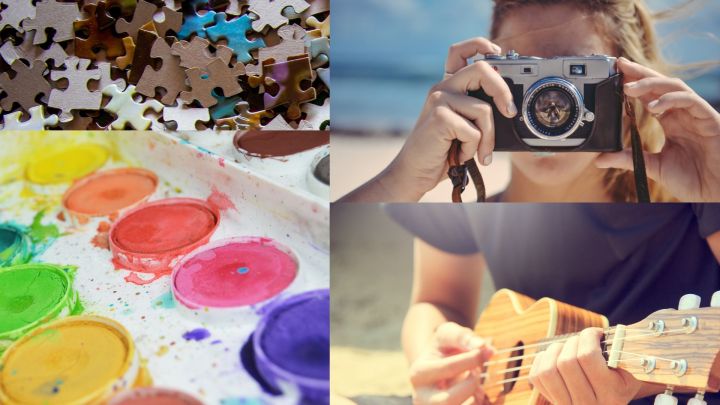 A collage of pictures of different activities 