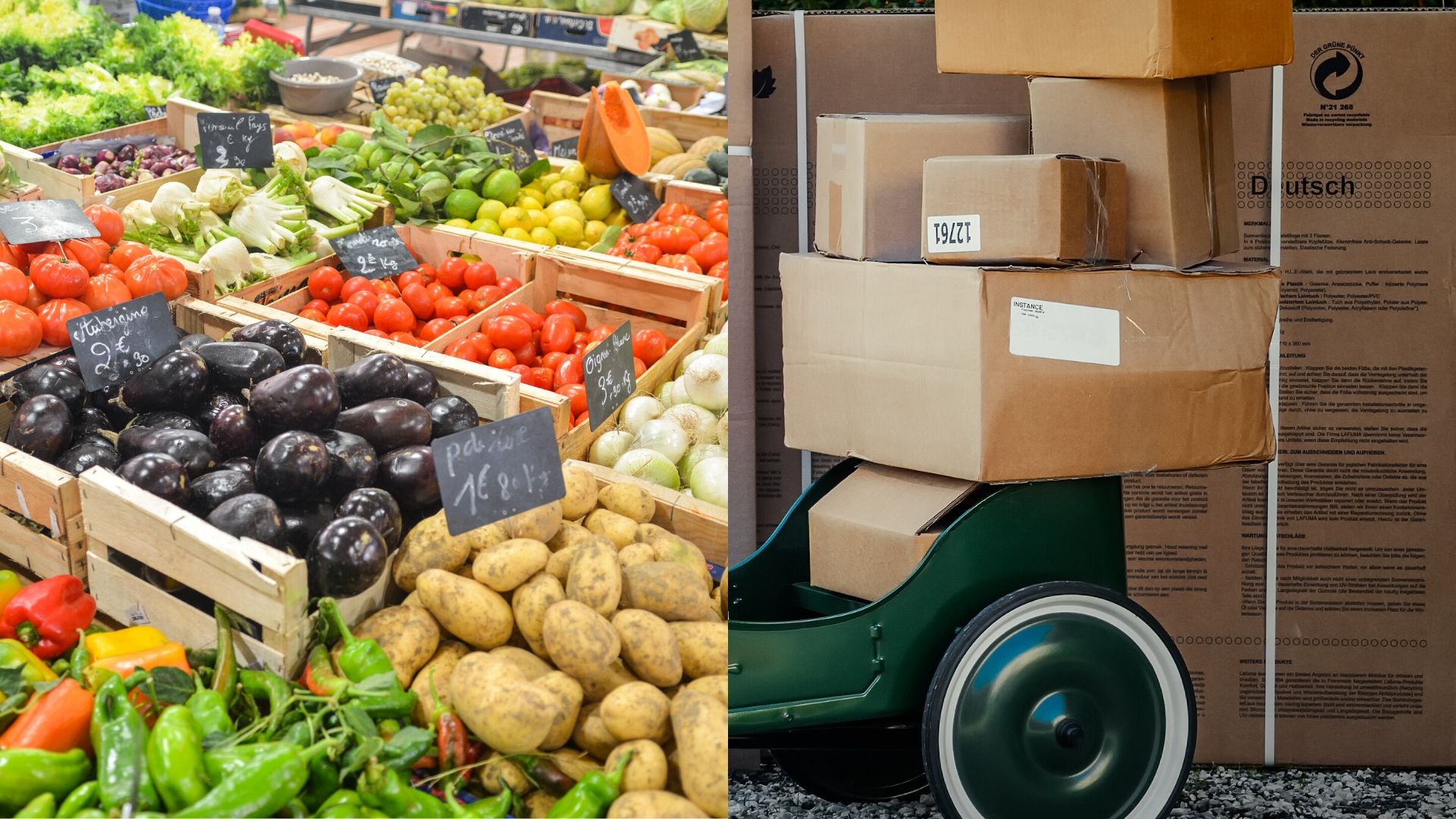 Picture of the grocery cart and delivery boxes 