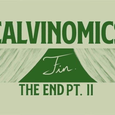 A green background with the words "calvinomics fin pt. 2" written