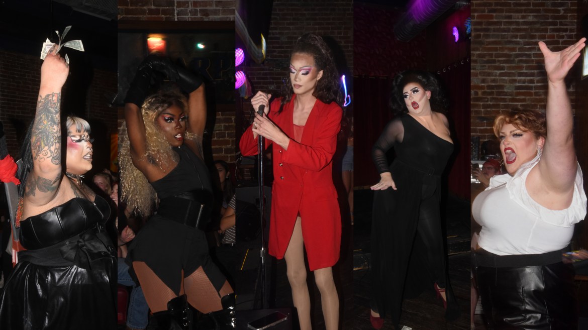 collage of five drag queens