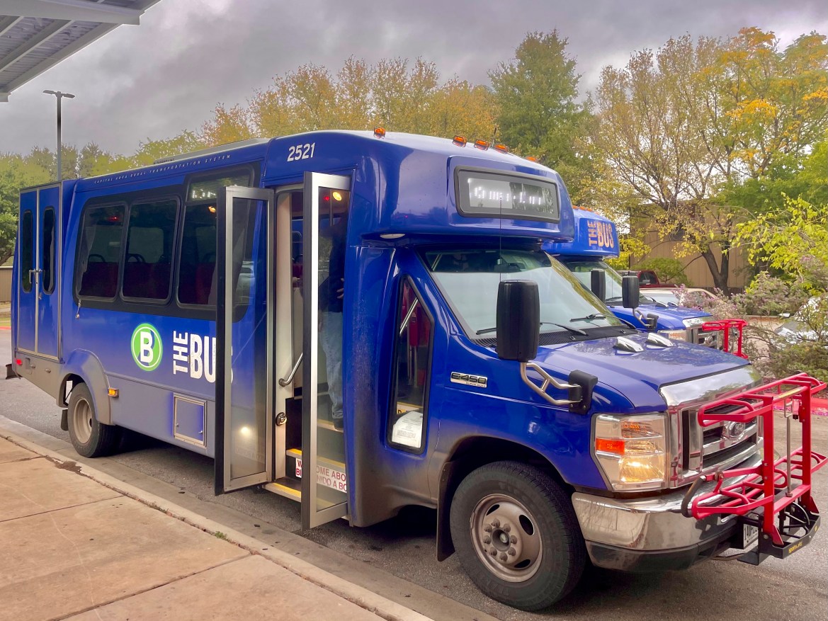 blue CARTS bus for San Marcos area