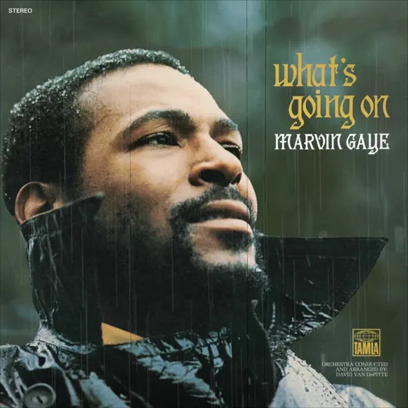 The image contains the cover art for What’s Going On by Marvin Gaye.
