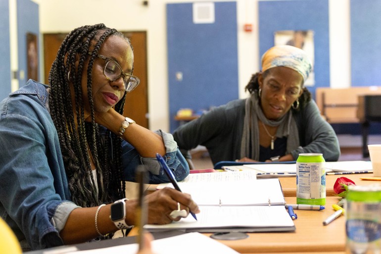 The image shows the two women workshopping for the TBFGTTHB.