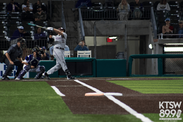 Manny Salas hits an RBI single up the middle.