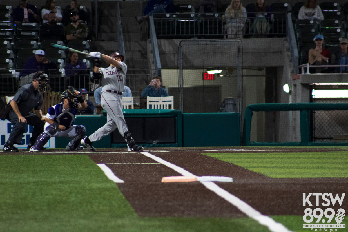 Manny Salas hits an RBI single up the middle.