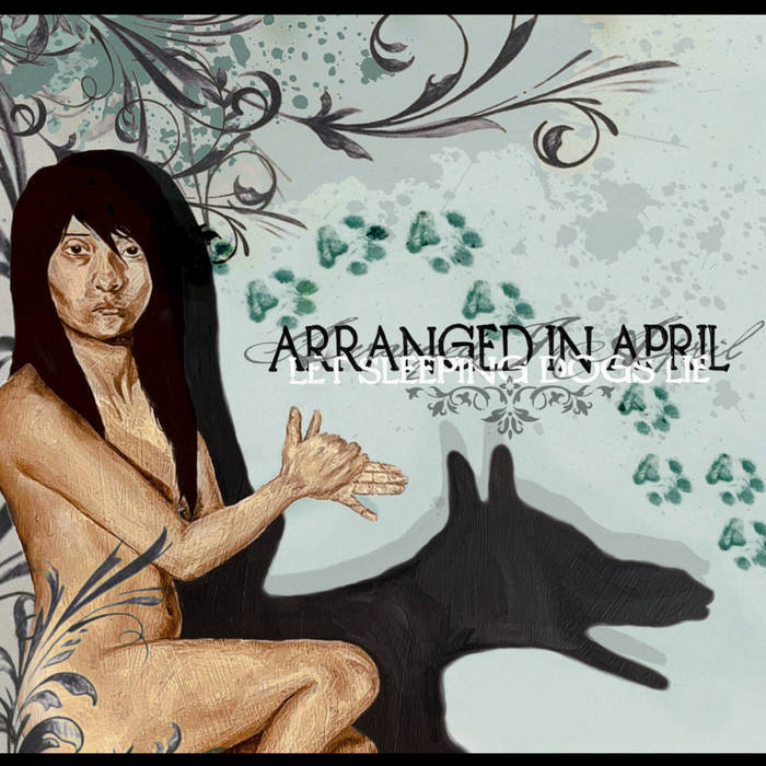 A painting/drawing of a nude woman making shadow puppets with her hands, replicating a dog
